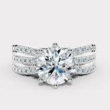 "Diana" Round Cut 1.5 Carat Diamond Shoulder Platinum Engagement Ring Render-Front View