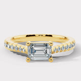 "Dory" Emerald Cut 1.5 Carat Diamond Shoulder Engagement Ring DSEC05 HEERA DIAMONDS
