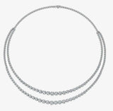 Double Row 15 Carat Round Brilliant Cut Diamond Illusion Set Tennis Necklace NT3DG