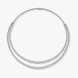 Double Row 15 Carat Round Brilliant Cut Diamond Illusion Set Tennis Necklace NT3DG