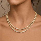 Double Row 15 Carat Round Brilliant Cut Diamond Illusion Set Tennis Necklace NT3DG