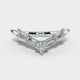 "Dulcie" V Shape Eternity Ring Emerald and Round Brilliant Cut 0.52ct Diamond ET35