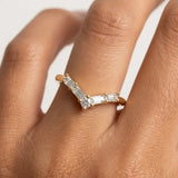"Dulcie" V Shape Eternity Ring Emerald and Round Brilliant Cut 0.52ct Diamond ET35