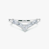 "Dulcie" V Shape Eternity Ring Emerald and Round Brilliant Cut 0.52ct Diamond ET35