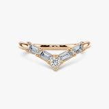 "Dulcie" V Shape Eternity Ring Emerald and Round Brilliant Cut 0.52ct Diamond ET35