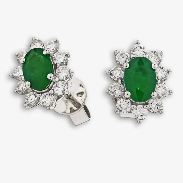 EMERALD AND DIAMOND CLUSTER EARRINGS HEERA