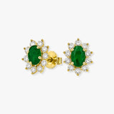 EMERALD AND DIAMOND CLUSTER EARRINGS