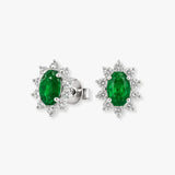 EMERALD AND DIAMOND CLUSTER EARRINGS