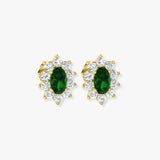 EMERALD AND DIAMOND CLUSTER EARRINGS