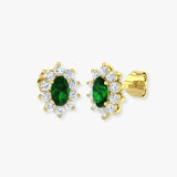 EMERALD AND DIAMOND CLUSTER EARRINGS