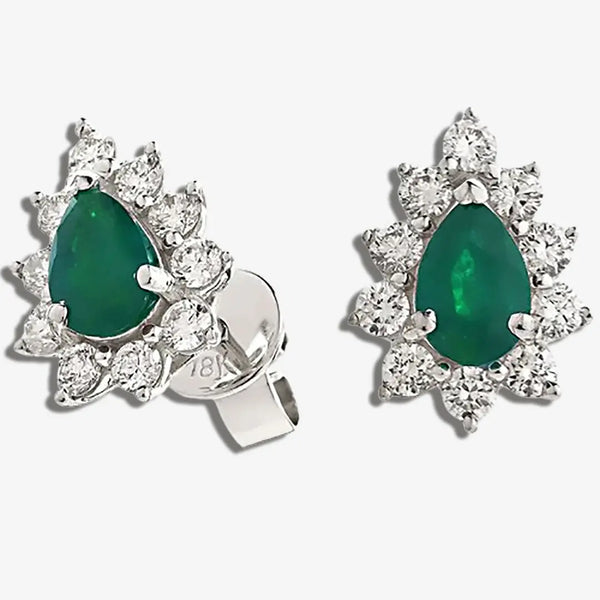 EMERALD AND DIAMOND CLUSTER EARRINGS HEERA DIAMONDS
