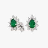 EMERALD AND DIAMOND CLUSTER EARRINGS