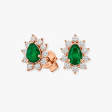EMERALD AND DIAMOND CLUSTER EARRINGS