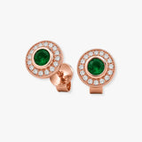 EMERALD AND DIAMOND HALO STUD EARRINGS