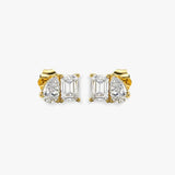 EMERALD CUT & PEAR CUT DIAMOND 0.98 CARAT FANCY EARRINGS