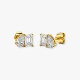 EMERALD CUT & PEAR CUT DIAMOND 0.98 CARAT FANCY EARRINGS