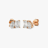 EMERALD CUT & PEAR CUT DIAMOND 0.98 CARAT FANCY EARRINGS