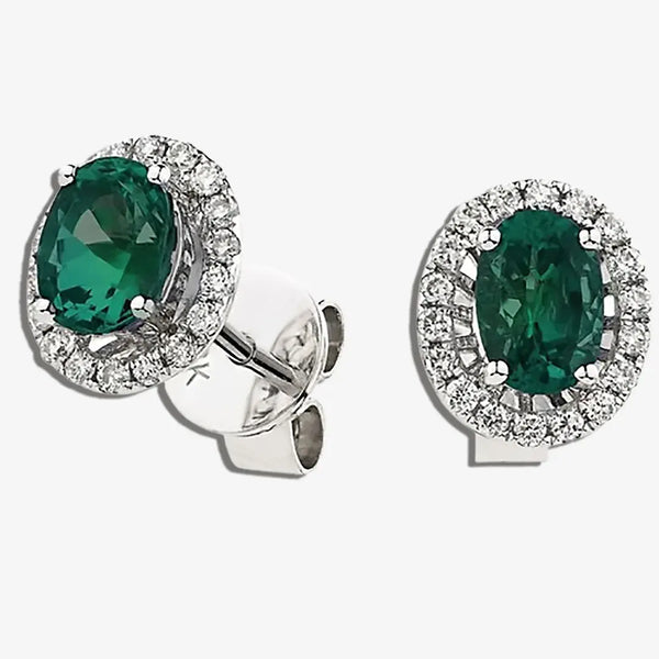 EMERALD HALO STUD EARRINGS HEERA