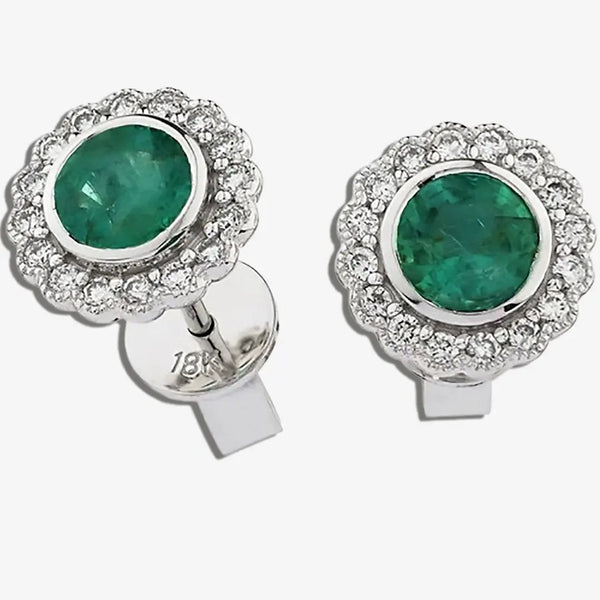 EMERALD HALO STUD EARRINGS HEERA