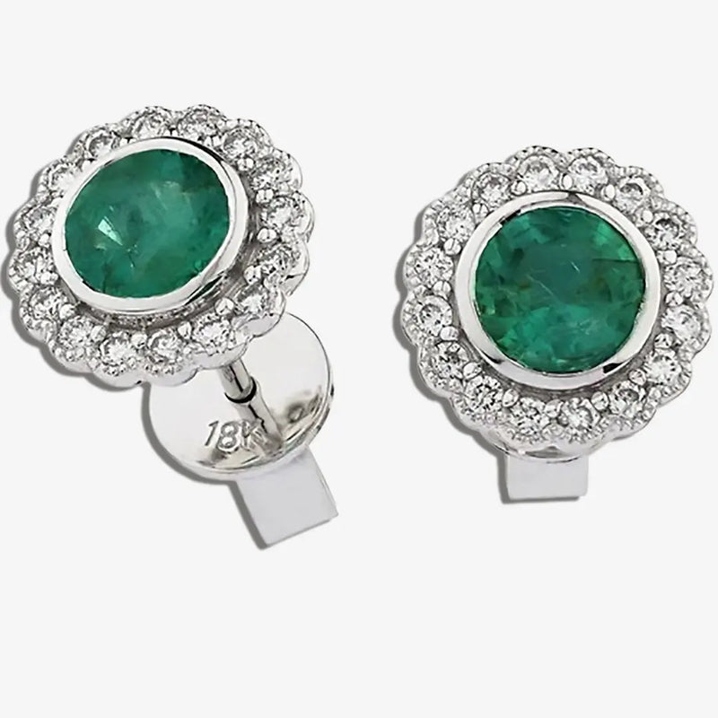 EMERALD HALO STUD EARRINGS HEERA