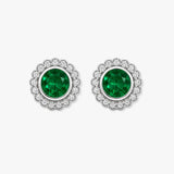 EMERALD HALO STUD EARRINGS