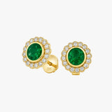 EMERALD HALO STUD EARRINGS