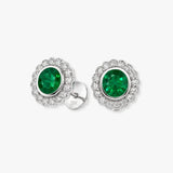 EMERALD HALO STUD EARRINGS