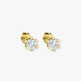 ERISTA ROUND BRILLIANT DIAMOND SOLITAIRE SIX CLAW STUD EARRINGS