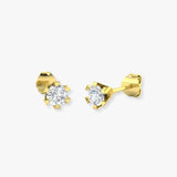 ERISTA ROUND BRILLIANT DIAMOND SOLITAIRE SIX CLAW STUD EARRINGS