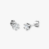ERISTA ROUND BRILLIANT DIAMOND SOLITAIRE SIX CLAW STUD EARRINGS