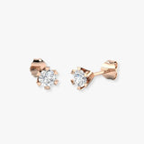 ERISTA ROUND BRILLIANT DIAMOND SOLITAIRE SIX CLAW STUD EARRINGS