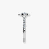 "Echo" 1 Carat Halo Oval Cut Diamond Scallop Set Diamond Shoulder Engagement Ring HAOC07