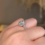 "Echo" Halo Oval Cut Diamond Scallop Set Diamond Shoulder Engagement Ring HAOC07 - HEERA DIAMONDS