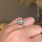 "Echo" Halo Oval Cut Diamond Scallop Set Diamond Shoulder Engagement Ring HAOC07 - HEERA DIAMONDS