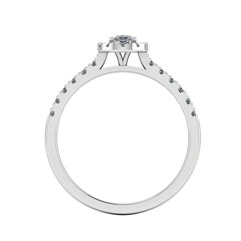 "Echo" Halo Oval Cut Diamond Scallop Set Diamond Shoulder Engagement Ring HAOC07 - HEERA DIAMONDS