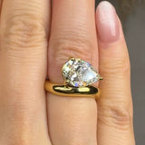 "Elan" 3.01 Carat Pear Cut Solitaire Lab Grown Diamond Engagement Ring HLR557