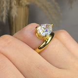 "Elan" 3.01 Carat Pear Cut Solitaire Lab Grown Diamond Engagement Ring HLR557