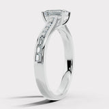 "Elara" 1 Carat Emerald Cut Diamond Horizontal Baguette Diamond Shoulder DSEC02