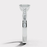 "Elara" 1 Carat Emerald Cut Diamond Horizontal Baguette Diamond Shoulder DSEC02