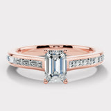 "Elara" 1 Carat Emerald Cut Diamond Horizontal Baguette Diamond Shoulder DSEC02