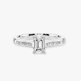 "Elara" 1 Carat Emerald Cut Diamond Horizontal Baguette Diamond Shoulder DSEC02