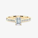 "Elara" 1 Carat Emerald Cut Diamond Horizontal Baguette Diamond Shoulder DSEC02