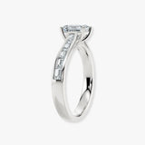 "Elara" 1 Carat Emerald Cut Diamond Horizontal Baguette Diamond Shoulder DSEC02