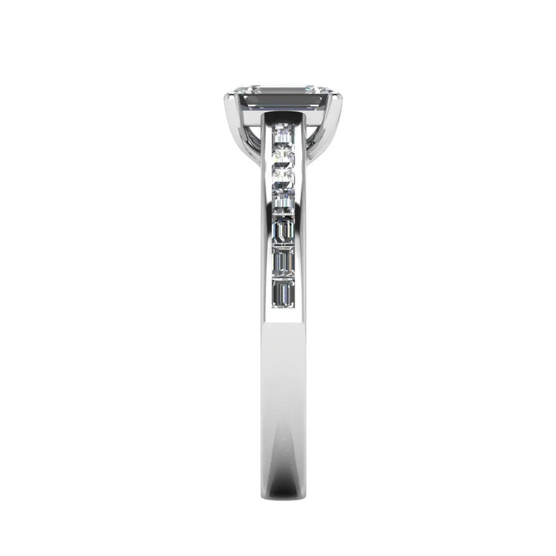 "Elara" Emerald Cut Diamond Horizontal Baguette Diamond Shoulder DSEC02 - HEERA DIAMONDS