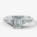 "Elaska" Emerald Cut 3 Carat Yellow Gold Diamond Shoulder Engagement Ring HEERA DIAMONDS