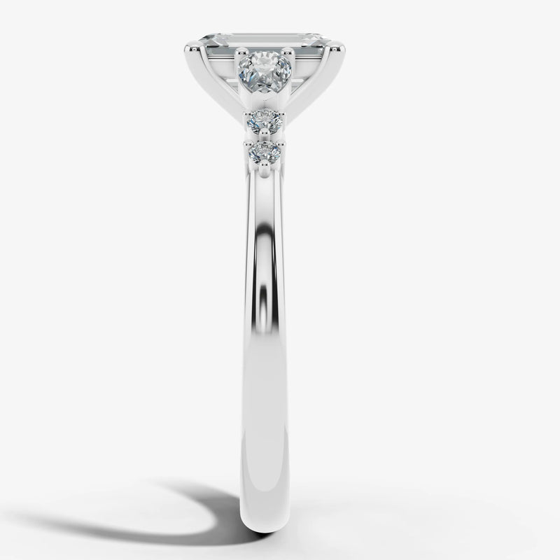 "Elaska" Emerald Cut 3 Carat Yellow Gold Diamond Shoulder Engagement Ring HEERA DIAMONDS