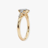 "Elaska" Emerald Cut 3 Carat Yellow Gold Diamond Shoulder Engagement Ring
