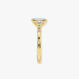"Elaska" Emerald Cut 3 Carat Yellow Gold Diamond Shoulder Engagement Ring