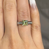 "Elix" Green 1.3 Carat Princess Cut Diamond Shoulder Engagement Ring HM780 HEERA DIAMONDS