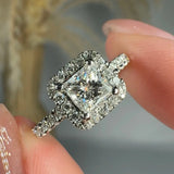 "Elowra" 0.6 Carat Princess Cut Natural Diamond Shoulder Engagement Ring HR1936